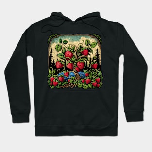 Cool Strawberry Plants by Night Hoodie